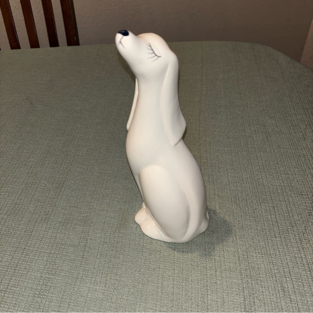 Vintage Elegant White Ceramic Dog Figurine